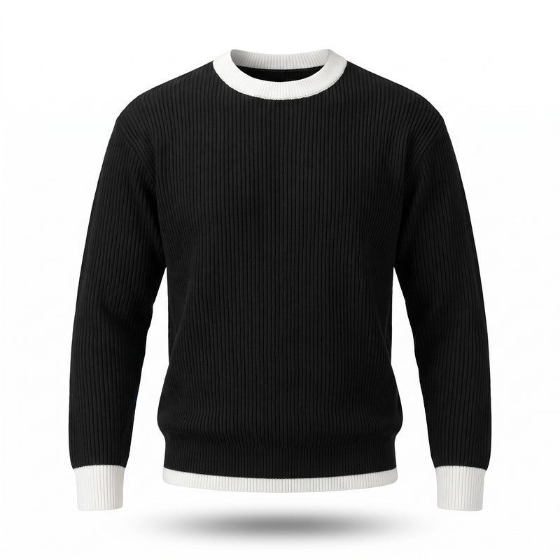 Men's Loose Ribbed Knit Tee Crew Neck Long Sleeve Relaxed Top, product photo 6