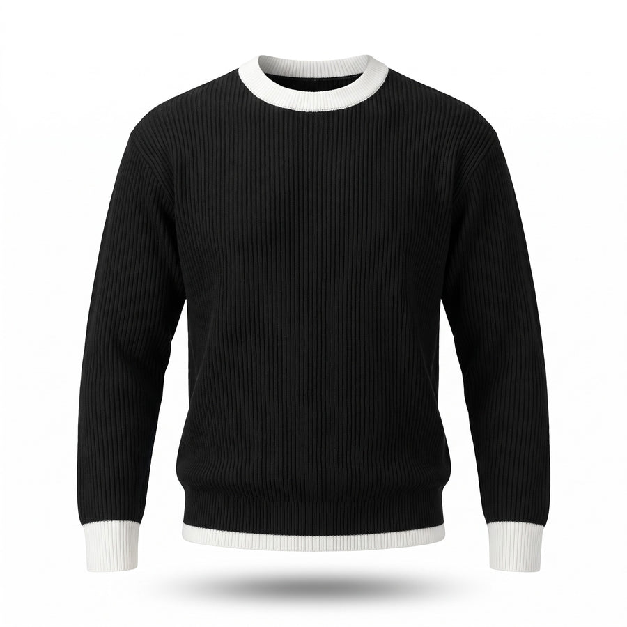 Men's Loose Ribbed Knit Tee Crew Neck Long Sleeve Relaxed Top, product photo 6