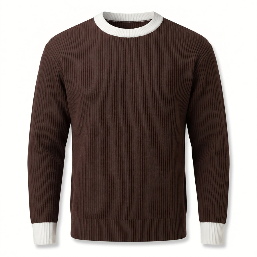 Men's Loose Ribbed Knit Tee Crew Neck Long Sleeve Relaxed Top, product photo 10