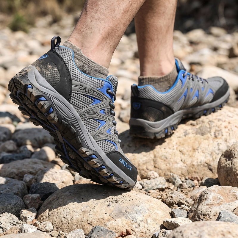 Men’s Low Hiking Shoes Breathable Mesh Rubber Lug Sole Trekking, product photo 5