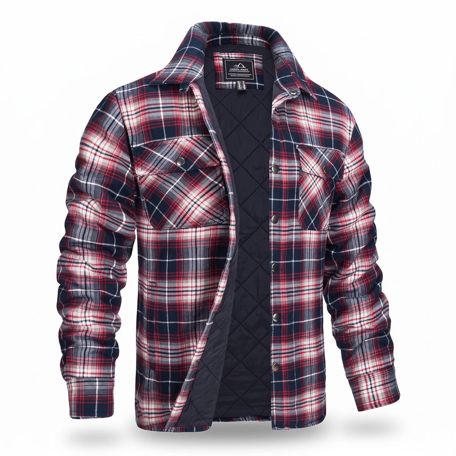 Men's Lumberjack Jacket Quilted Lined Plaid Durable Work Shacket, product photo 6