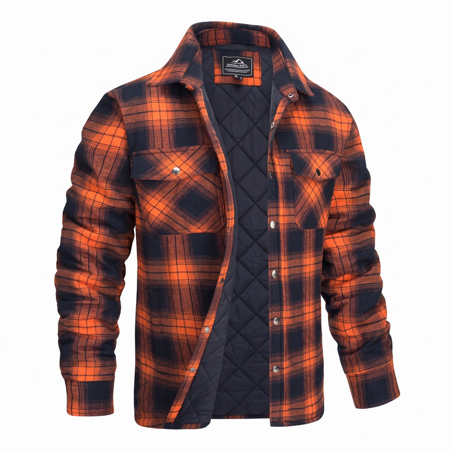 Men's Lumberjack Jacket Quilted Lined Plaid Durable Work Shacket, product photo 7