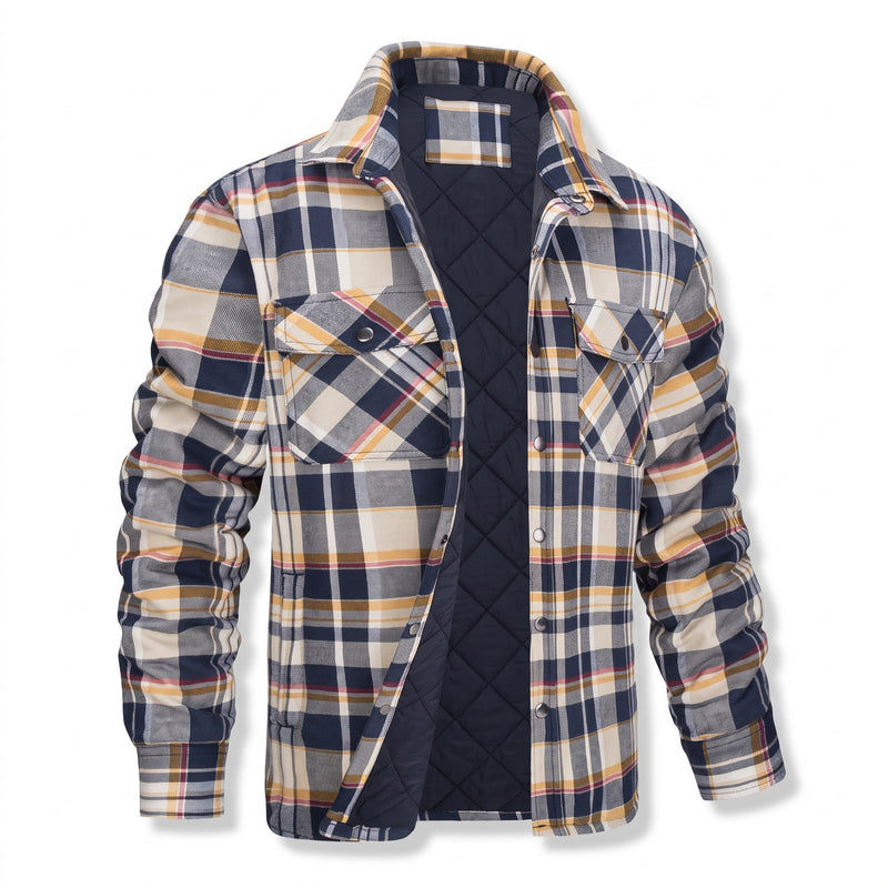 Men's Lumberjack Jacket Quilted Lined Plaid Durable Work Shacket, product photo 8