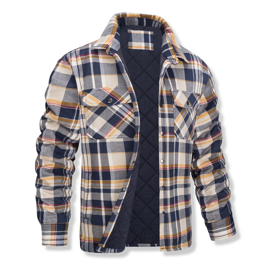Men's Lumberjack Jacket Quilted Lined Plaid Durable Work Shacket, product photo 8