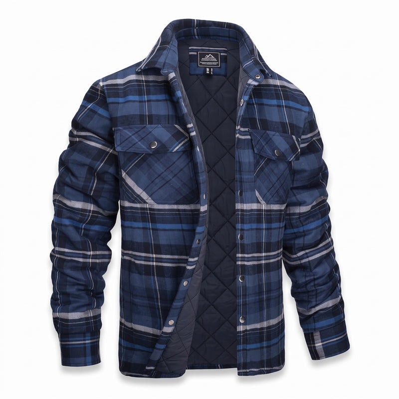 Men's Lumberjack Jacket Quilted Lined Plaid Durable Work Shacket, product photo 9