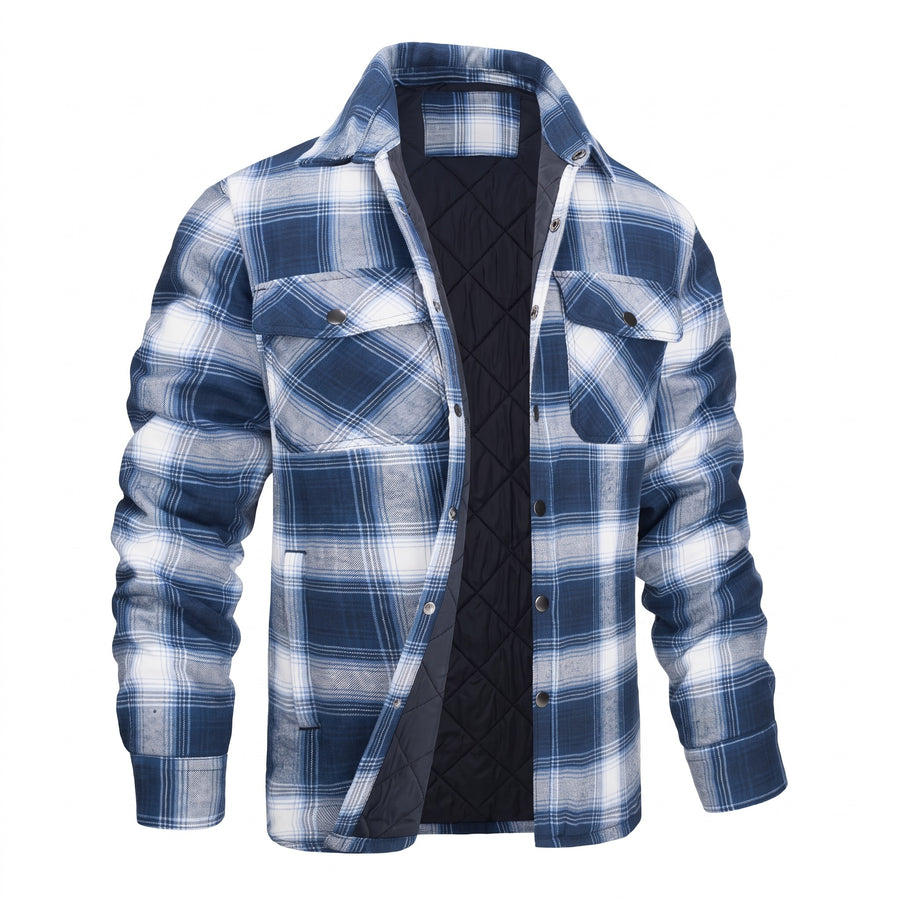 Men's Lumberjack Jacket Quilted Lined Plaid Durable Work Shacket, product photo 10