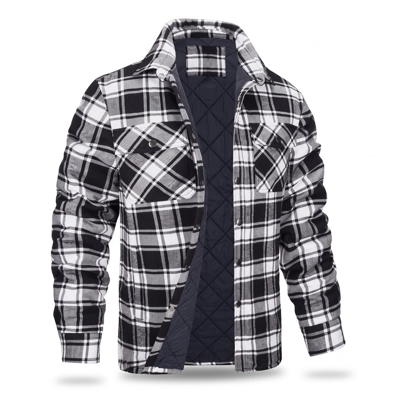 Men's Lumberjack Jacket Quilted Lined Plaid Durable Work Shacket, product photo 11