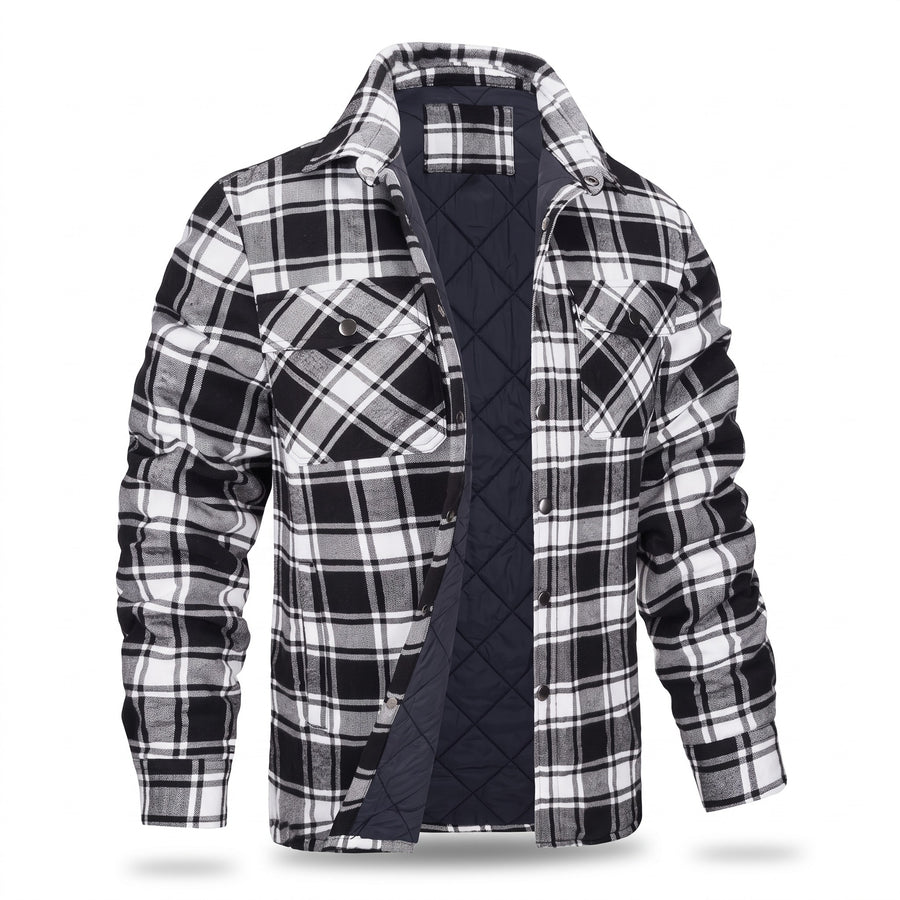 Men's Lumberjack Jacket Quilted Lined Plaid Durable Work Shacket, product photo 11