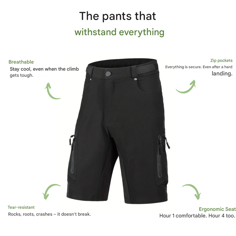 Men’s MTB Cycling Shorts Cargo Pockets Quick Dry Bike Shorts – product view 2 | Great Lakes Outdoor