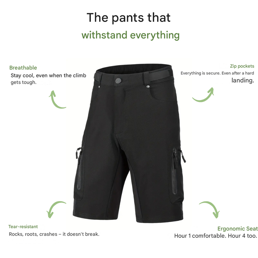 Men’s MTB Cycling Shorts Cargo Pockets Quick Dry Bike Shorts – product view 2 | Great Lakes Outdoor
