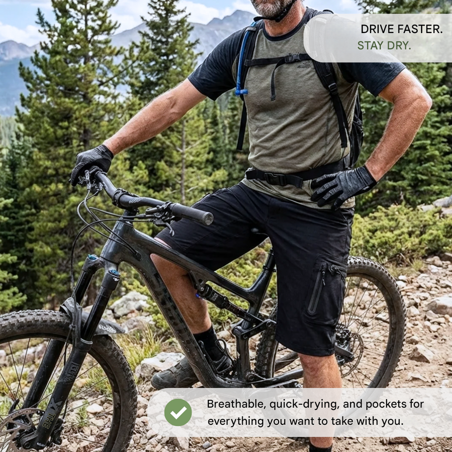 Men’s MTB Cycling Shorts Cargo Pockets Quick Dry Bike Shorts – product view 3 | Great Lakes Outdoor