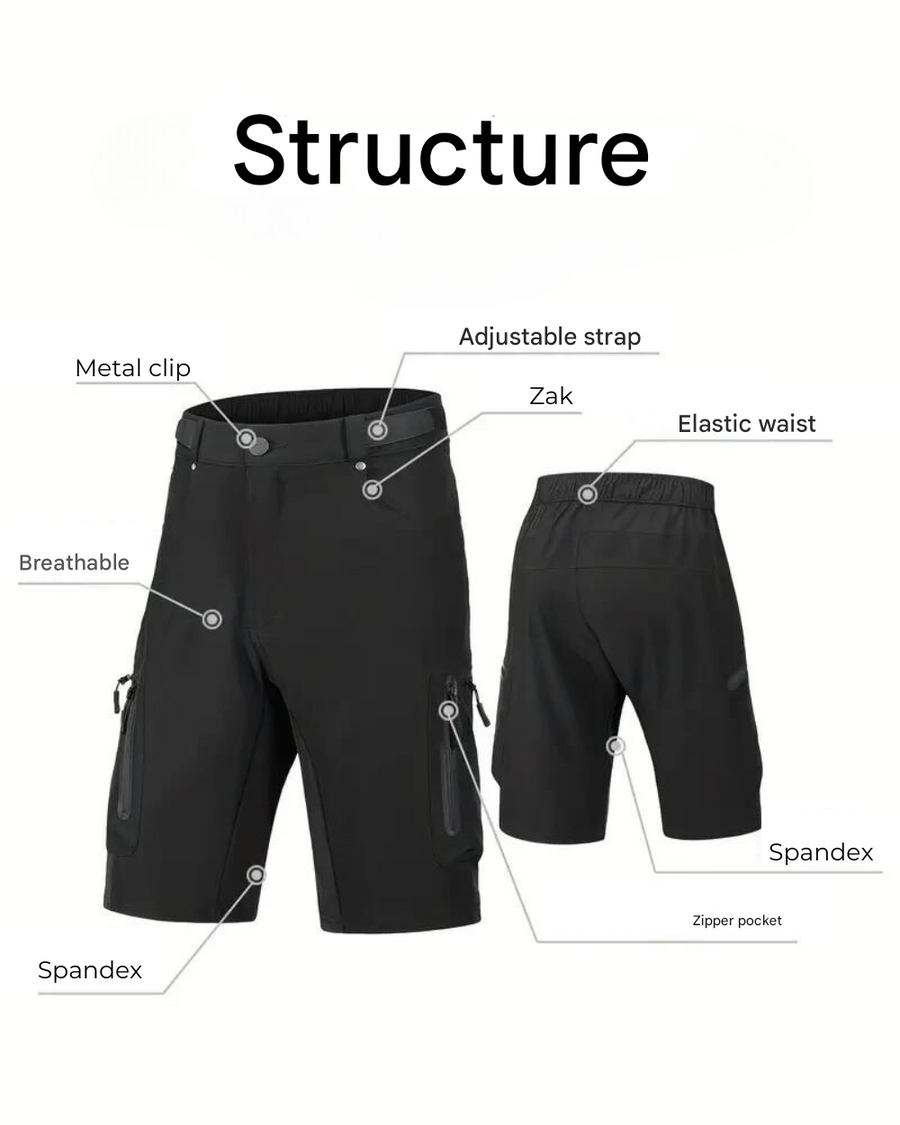 Men’s MTB Cycling Shorts Cargo Pockets Quick Dry Bike Shorts – product view 10 | Great Lakes Outdoor