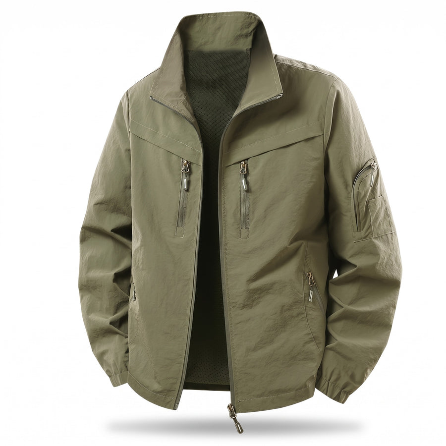 Men's Nylon Cargo Jacket Mesh Lined Zip Pockets Arm Pocket, product photo 1