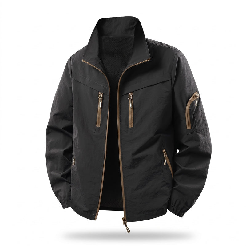 Men's Nylon Cargo Jacket Mesh Lined Zip Pockets Arm Pocket, product photo 7