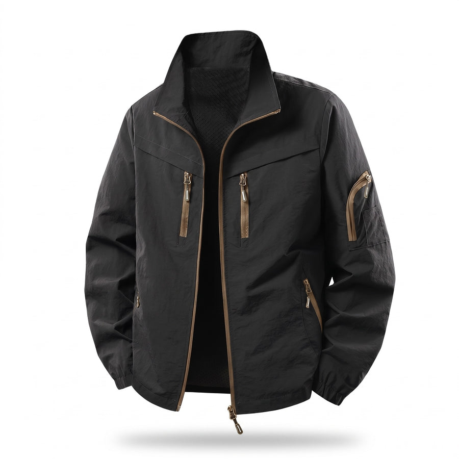 Men's Nylon Cargo Jacket Mesh Lined Zip Pockets Arm Pocket, product photo 7