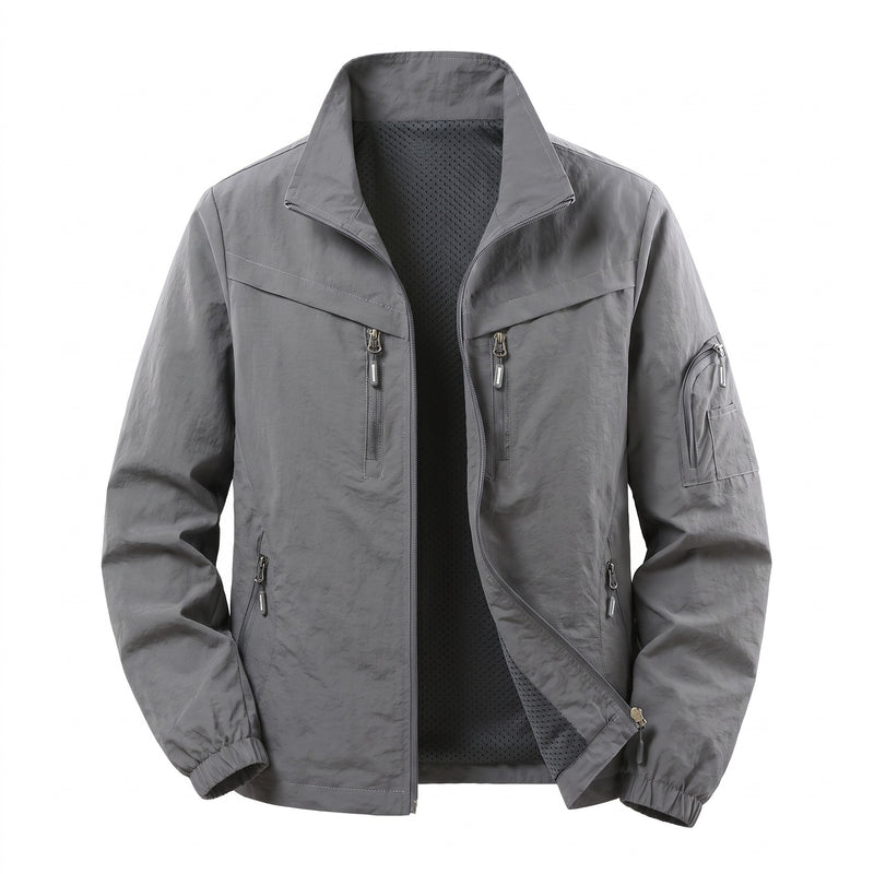 Men's Nylon Cargo Jacket Mesh Lined Zip Pockets Arm Pocket, product photo 8