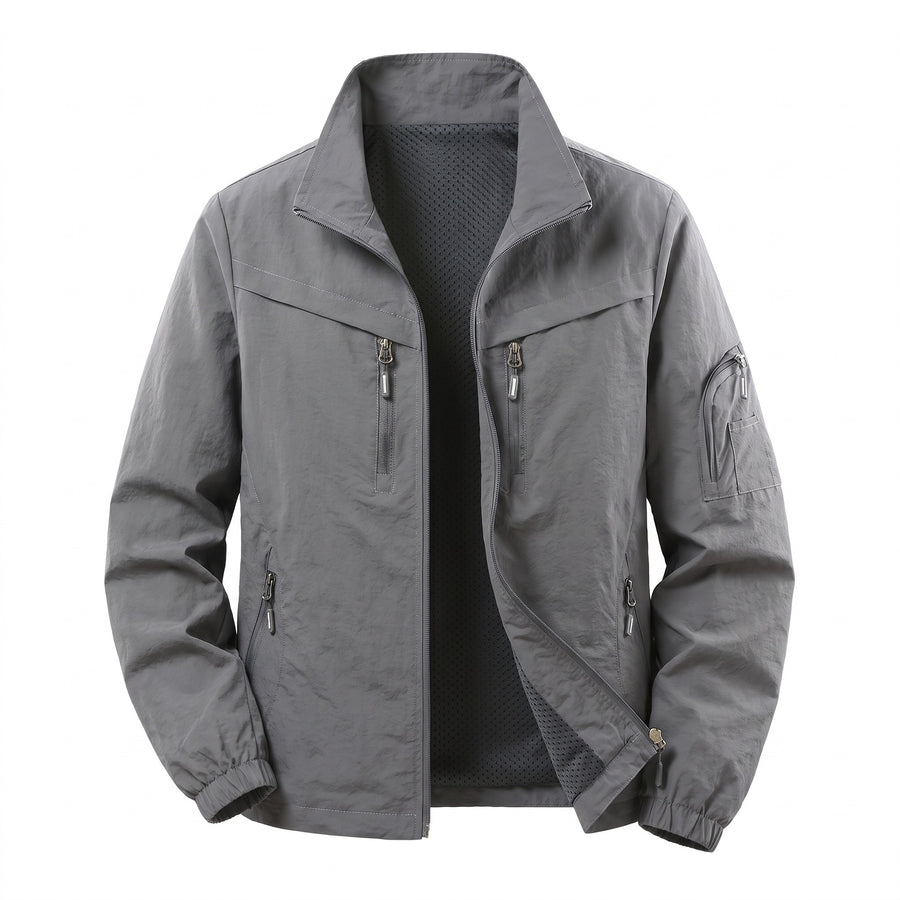 Men's Nylon Cargo Jacket Mesh Lined Zip Pockets Arm Pocket, product photo 8