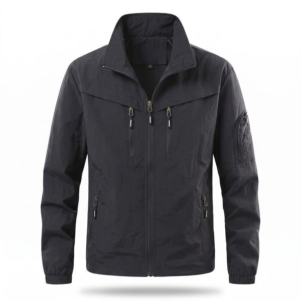 Men's Nylon Utility Jacket Mesh Lined Zip Pockets Pit Zips