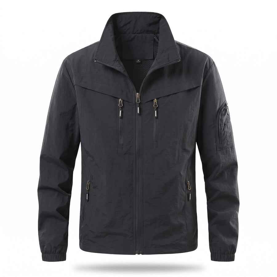 Men's Nylon Utility Jacket Mesh Lined Zip Pockets Pit Zips, product photo 1