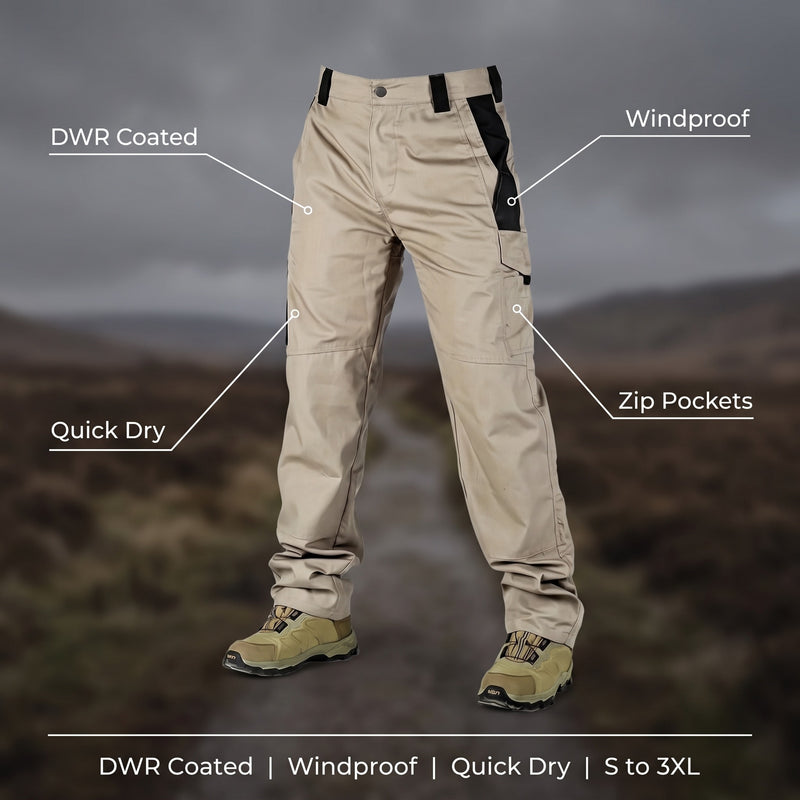 Men's Outdoor Pants DWR Coated Windproof Quick Dry Cargo Trousers, product photo 2