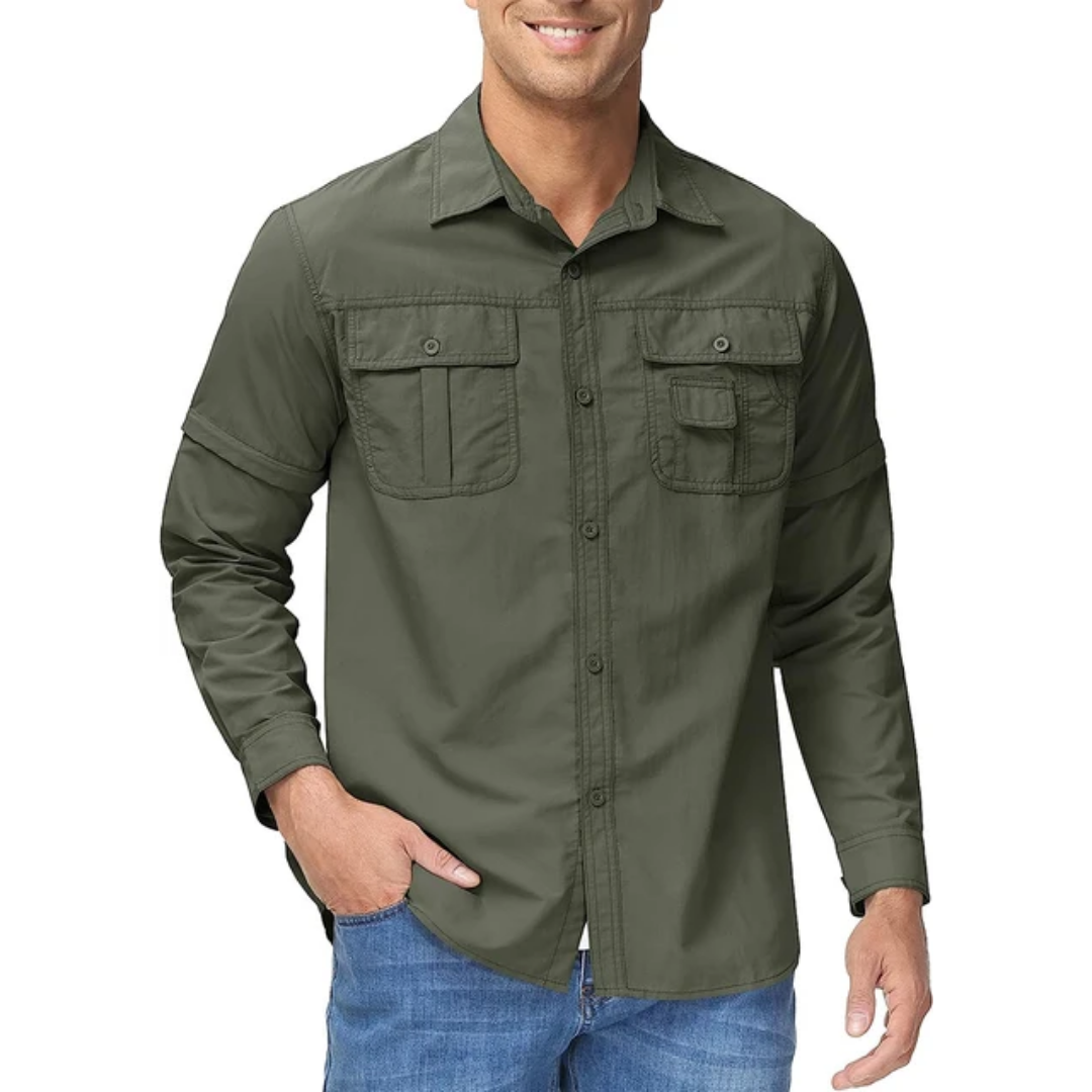 Men’s Outdoor Shirt Zip Off Sleeves Quick Dry UV Protection Shirt – product view 1 | Great Lakes Outdoor