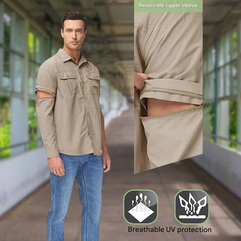 Men’s Outdoor Shirt Zip Off Sleeves Quick Dry UV Protection Shirt – product view 11 | Great Lakes Outdoor