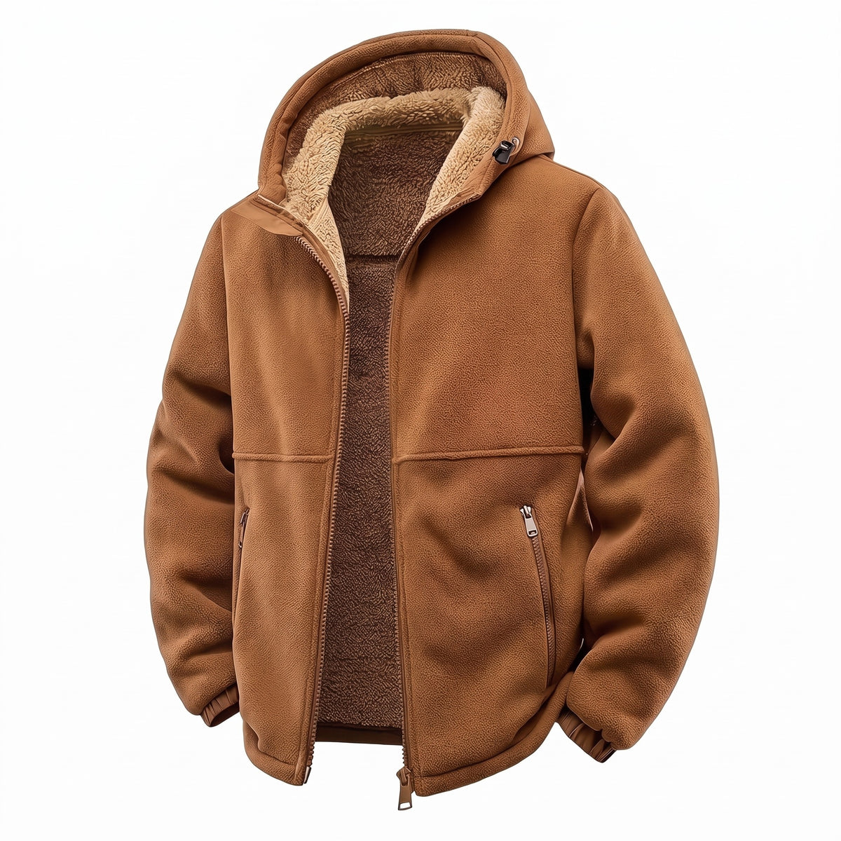 Men's Padded Winter Jacket Hooded Full Zip Front Pockets Coat, product photo 1