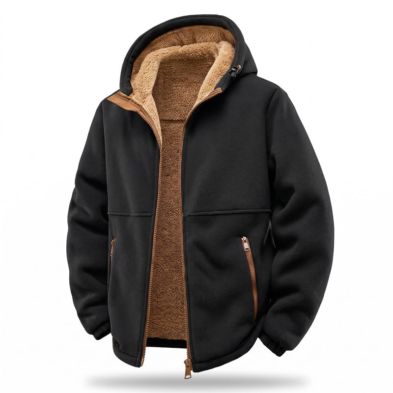 Men's Padded Winter Jacket Hooded Full Zip Front Pockets Coat, product photo 7
