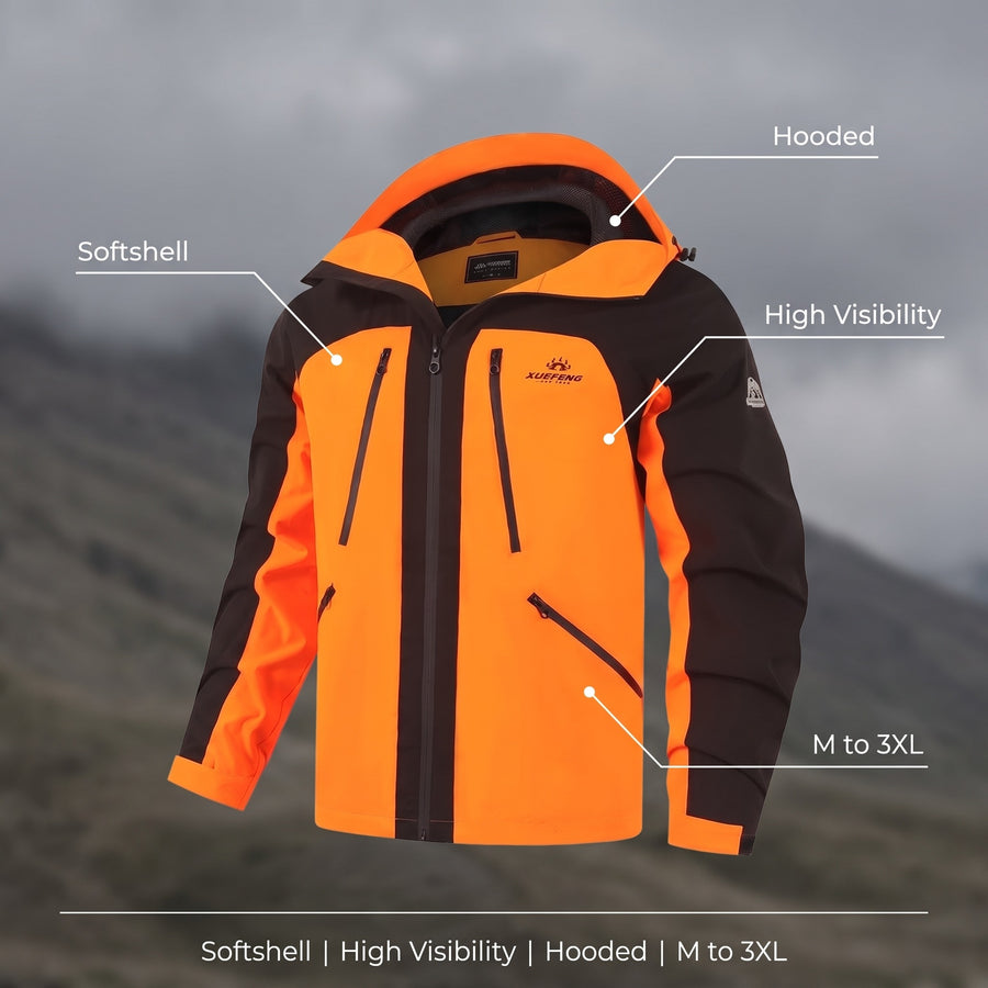 Men's Patchwork Softshell Windbreaker Hooded Casual Bright Coat, product photo 2