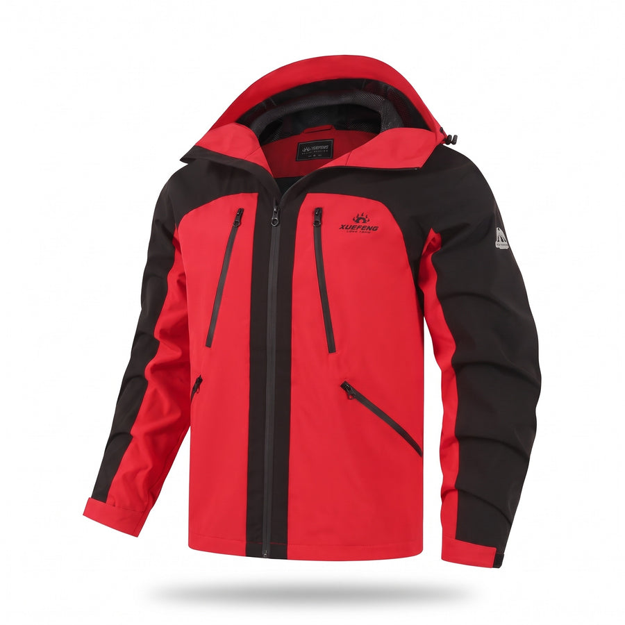 Men's Patchwork Softshell Windbreaker Hooded Casual Bright Coat, product photo 6