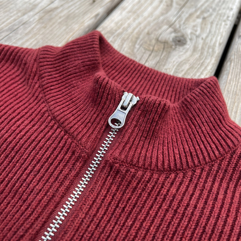 Men's Quarter Zip Sweater Ribbed Knit Stand Collar Pullover Top, product photo 4