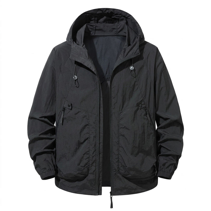 Men's Quick Dry Outdoor Jacket Hooded Zip Pockets Loose Fit, product photo 6