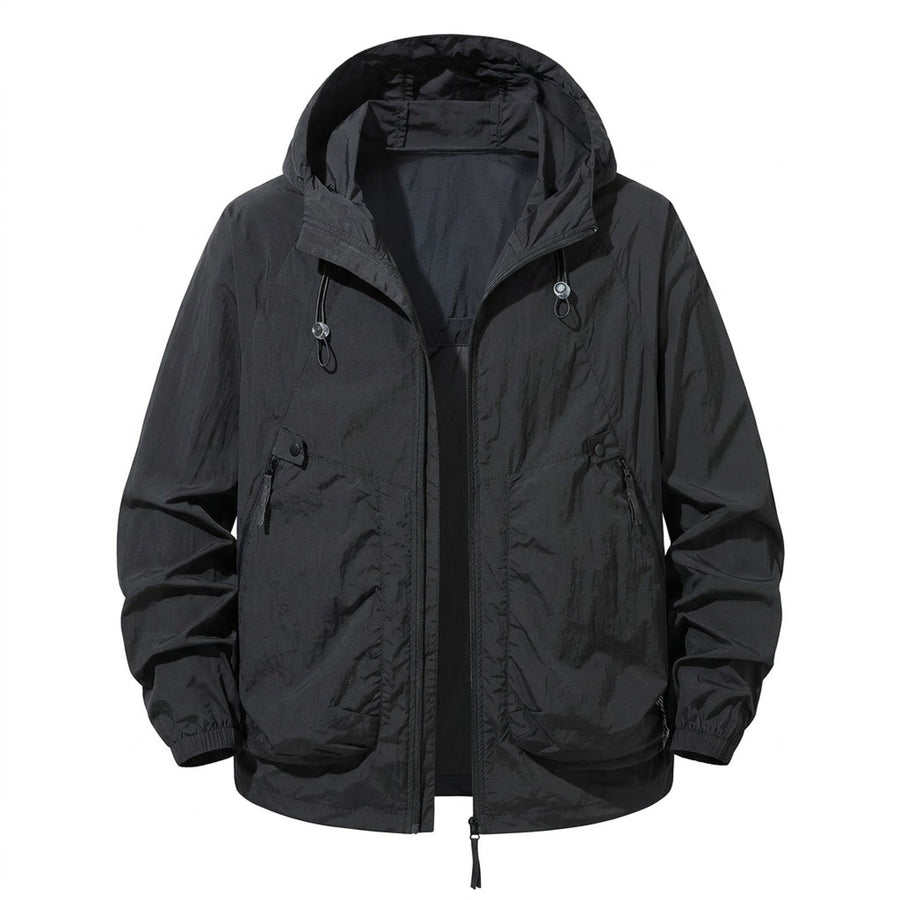 Men's Quick Dry Outdoor Jacket Hooded Zip Pockets Loose Fit, product photo 6