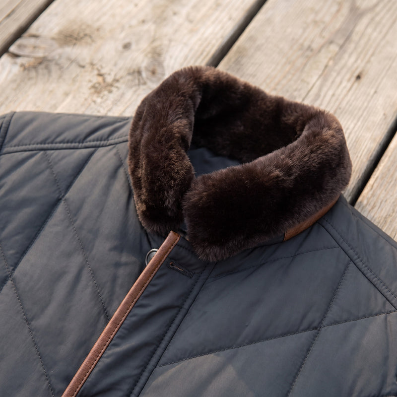 Men's Quilted Car Coat Plush Stand Collar Button Front Winter Jacket, product photo 4