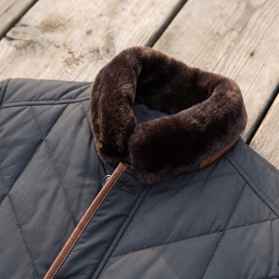 Men's Quilted Car Coat Plush Stand Collar Button Front Winter Jacket, product photo 4