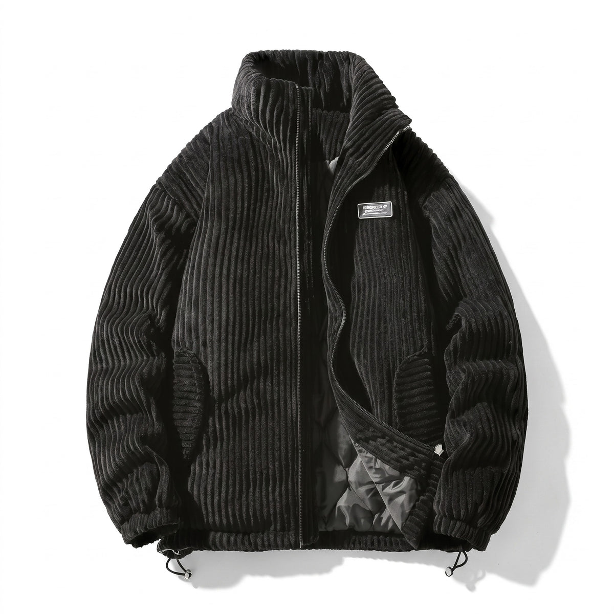 Men’s Quilted Corduroy Jacket Stand Collar Elastic Cuffs Warm, product photo 1