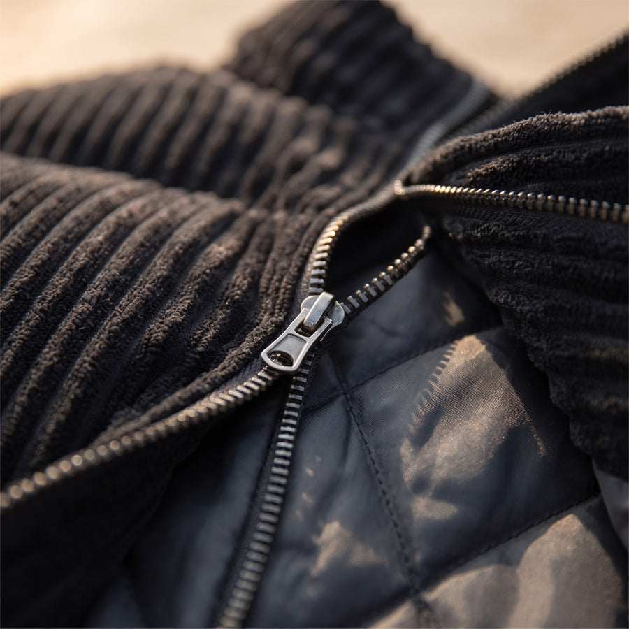 Men’s Quilted Corduroy Jacket Stand Collar Elastic Cuffs Warm, product photo 4