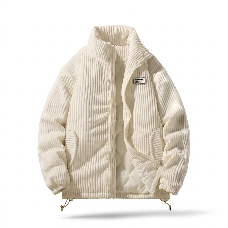 Men’s Quilted Corduroy Jacket Stand Collar Elastic Cuffs Warm, product photo 7