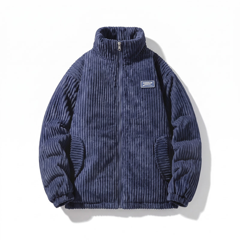 Men’s Quilted Corduroy Jacket Stand Collar Elastic Cuffs Warm, product photo 8