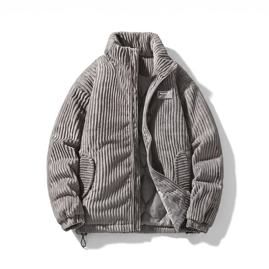 Men’s Quilted Corduroy Jacket Stand Collar Elastic Cuffs Warm, product photo 9