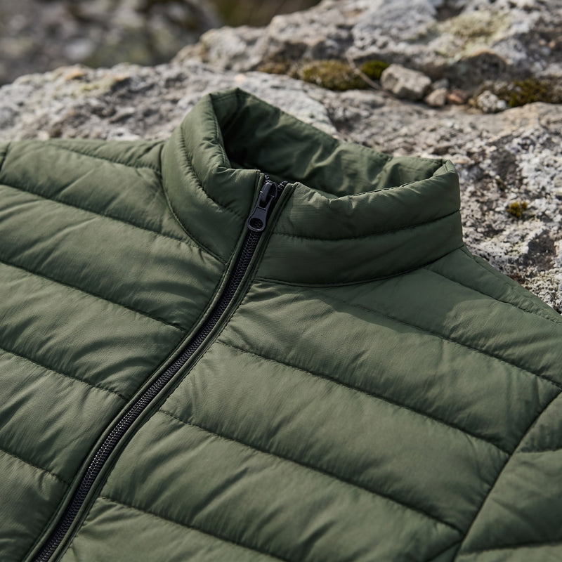 Men's Quilted Jacket Stand Collar Zip Front Pockets Outdoor, product photo 4