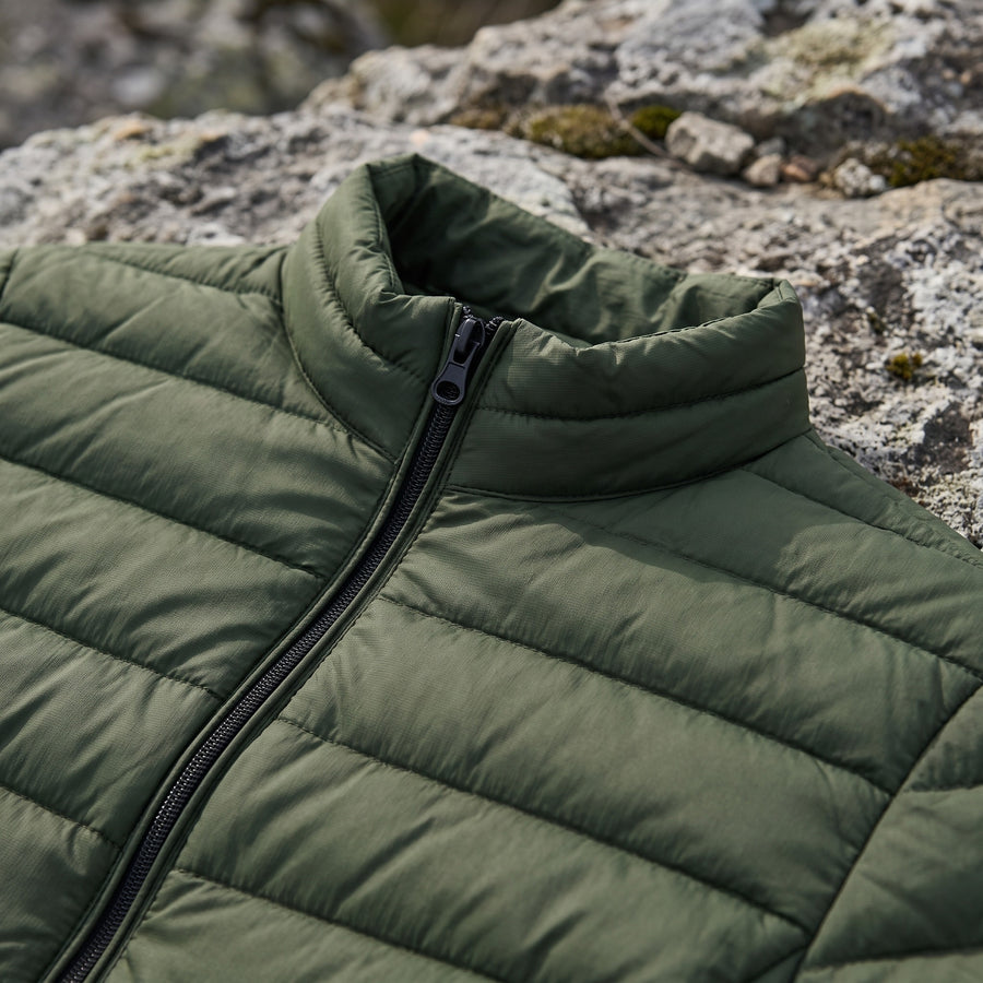 Men's Quilted Jacket Stand Collar Zip Front Pockets Outdoor, product photo 4