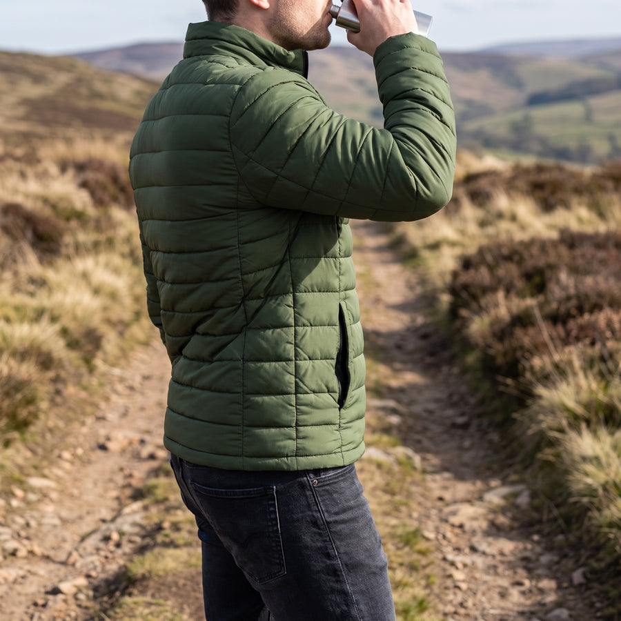 Men's Quilted Jacket Stand Collar Zip Front Pockets Outdoor, product photo 5
