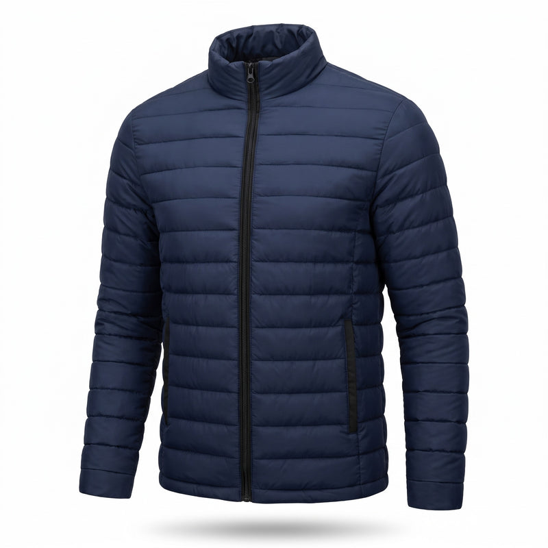 Men's Quilted Jacket Stand Collar Zip Front Pockets Outdoor, product photo 6