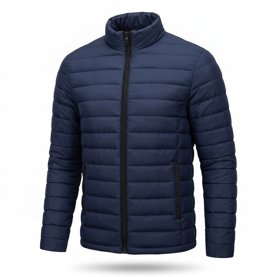 Men's Quilted Jacket Stand Collar Zip Front Pockets Outdoor, product photo 6