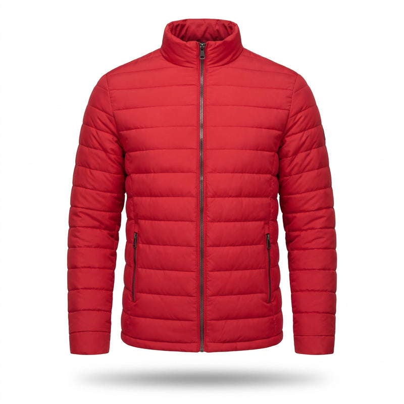 Men's Quilted Jacket Stand Collar Zip Front Pockets Outdoor, product photo 7