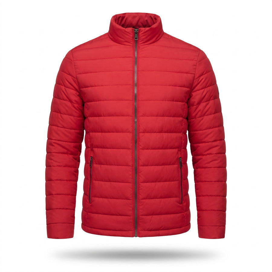 Men's Quilted Jacket Stand Collar Zip Front Pockets Outdoor, product photo 7