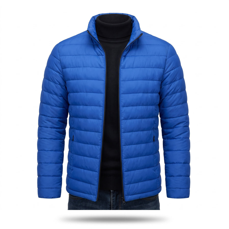 Men's Quilted Jacket Stand Collar Zip Front Pockets Outdoor, product photo 8