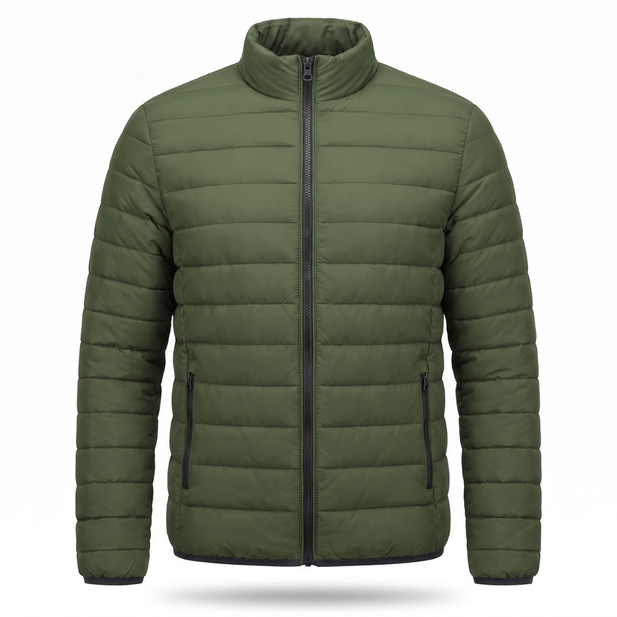 Men's Quilted Jacket Stand Collar Zip Front Pockets Outdoor, product photo 9