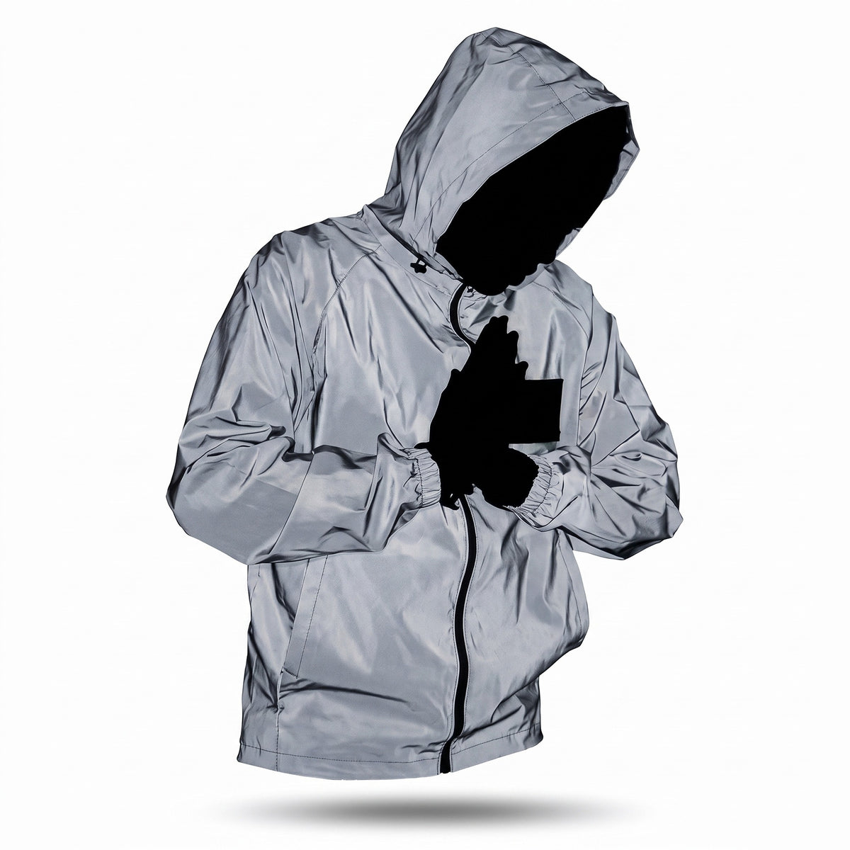 Men's Reflective Rain Jacket Waterproof Windproof Hooded Cycling Shell, product photo 1